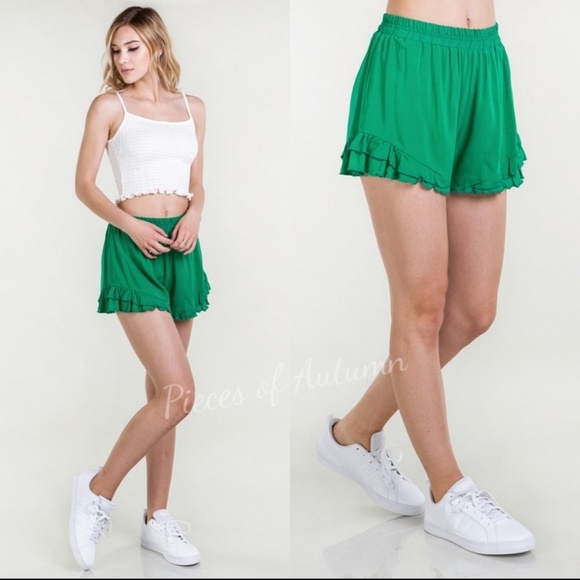 Shorts | Kelly Green Ruffle Shorts | Poshmark